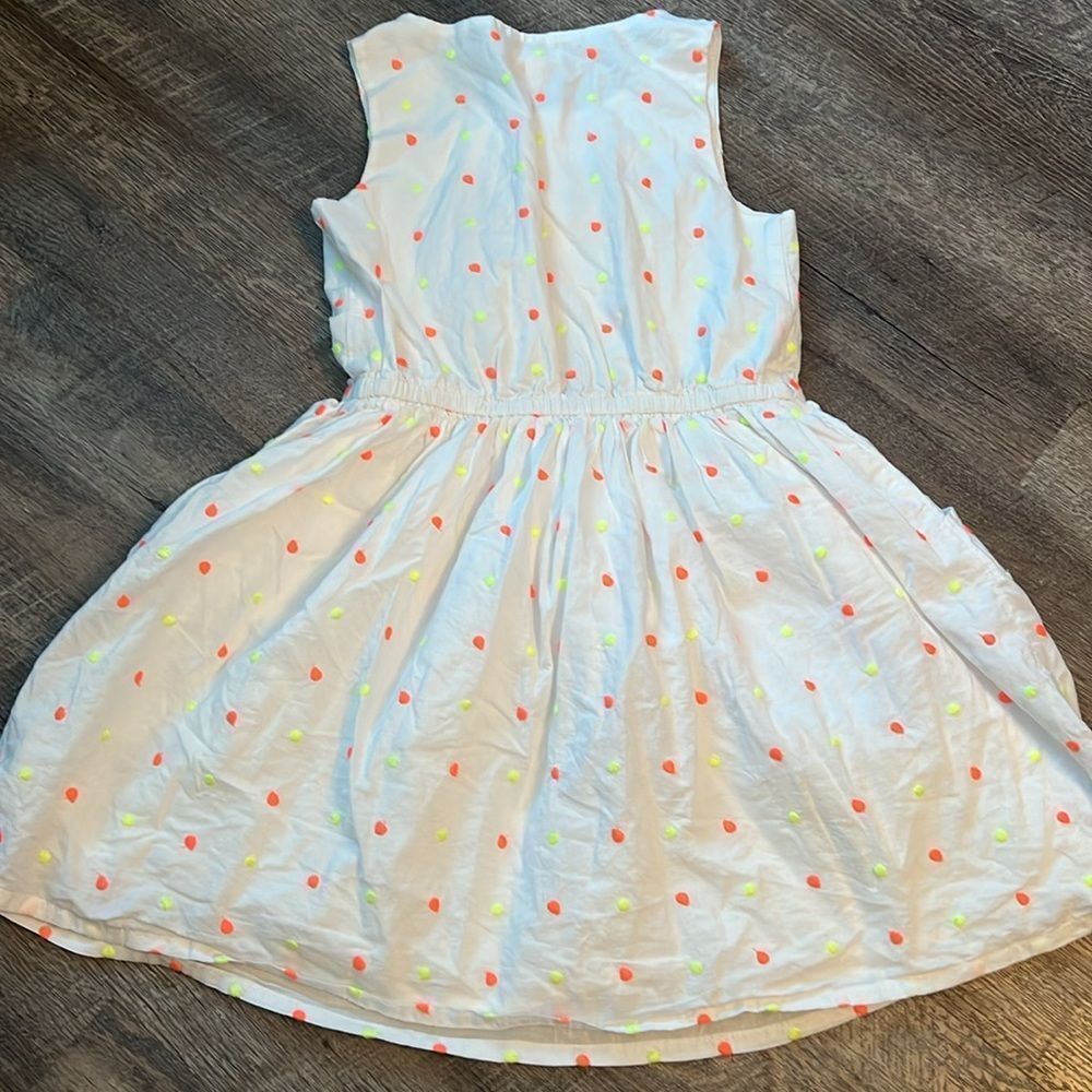 Cat & Jack Girls Large 10/12 Dress Summer White Neon Polka Dot L Pockets - Picture 7 of 9